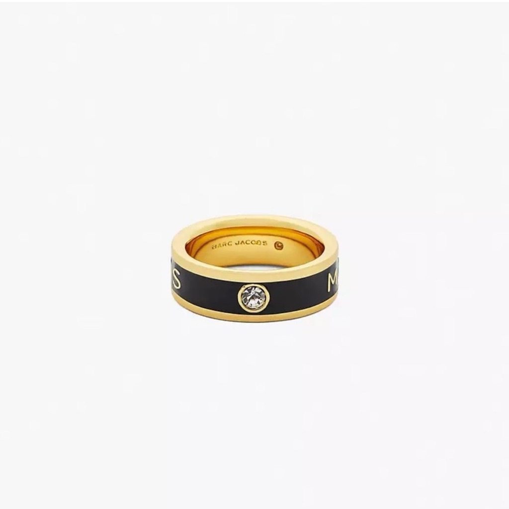 Marc Jacobs Gold And Black Enamel Ring (Size: 7)